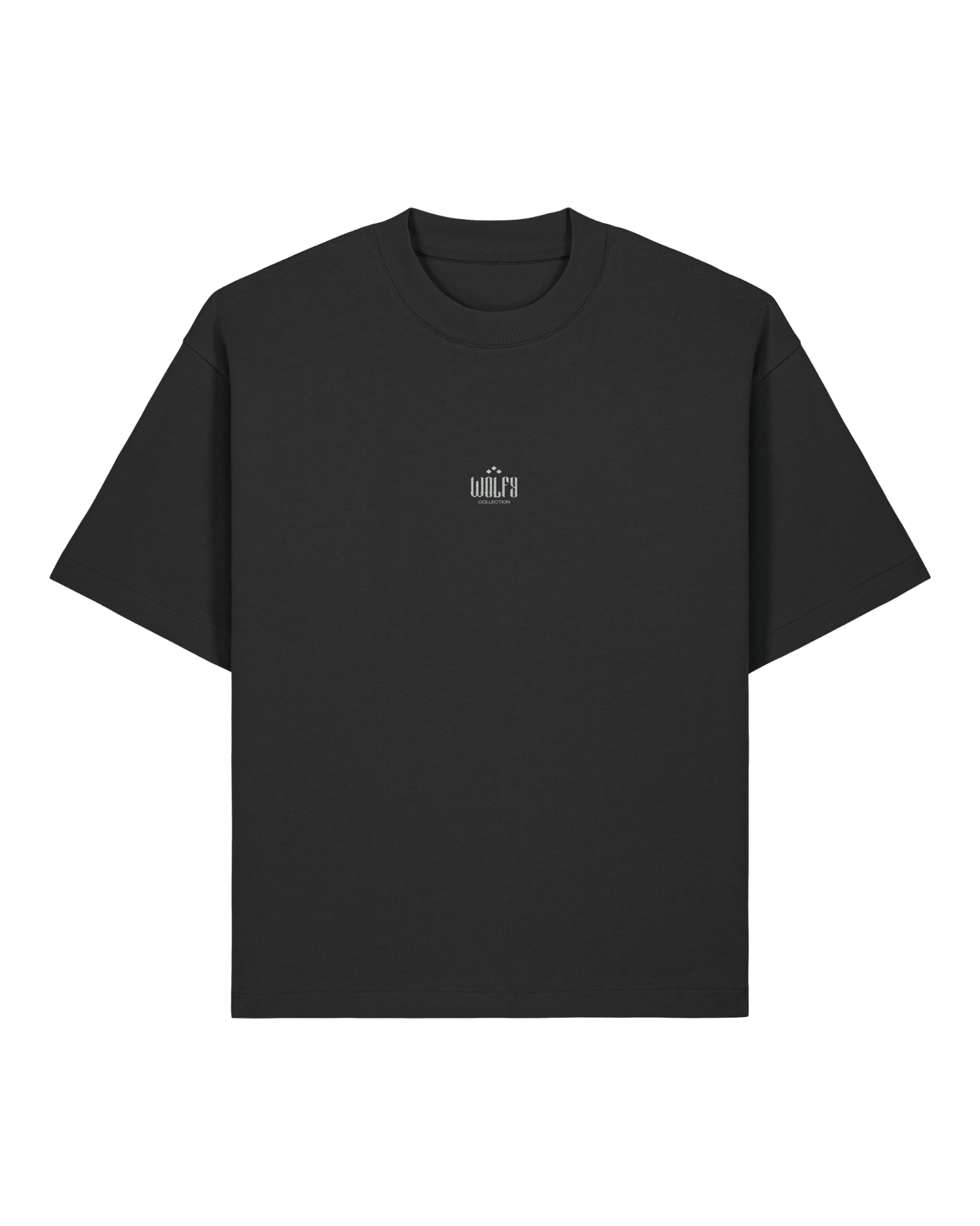 Black rose boxy tee flat lay, front view