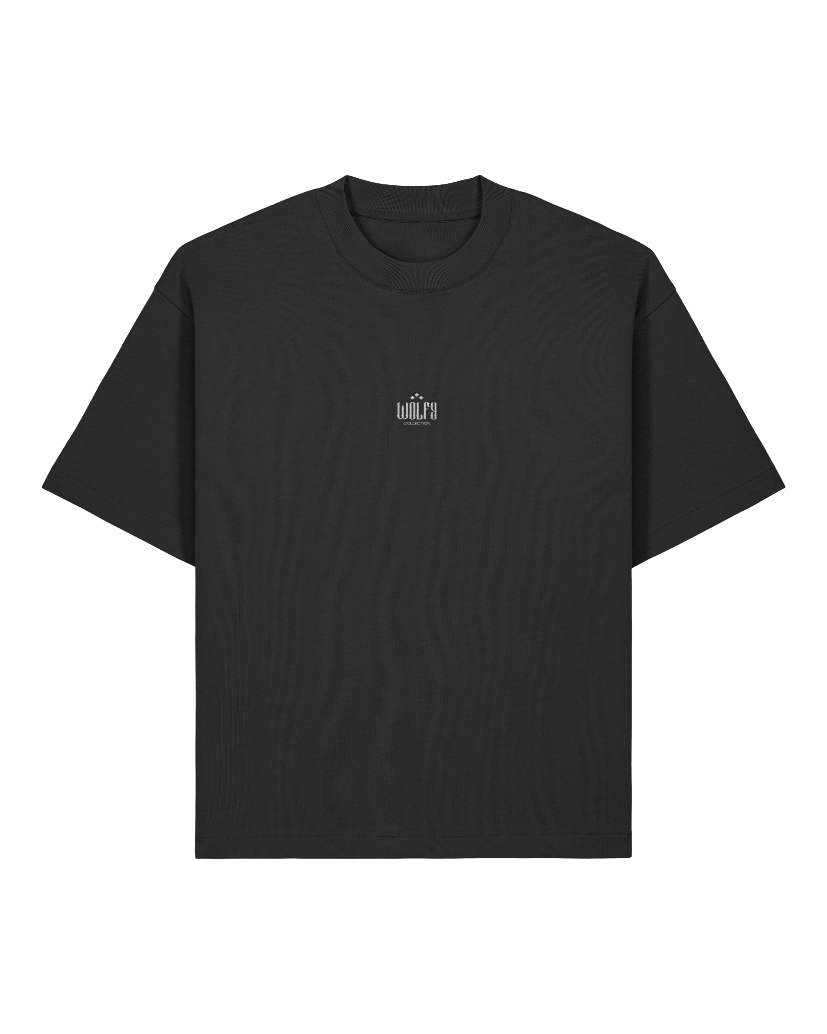Black rose boxy tee flat lay, front view