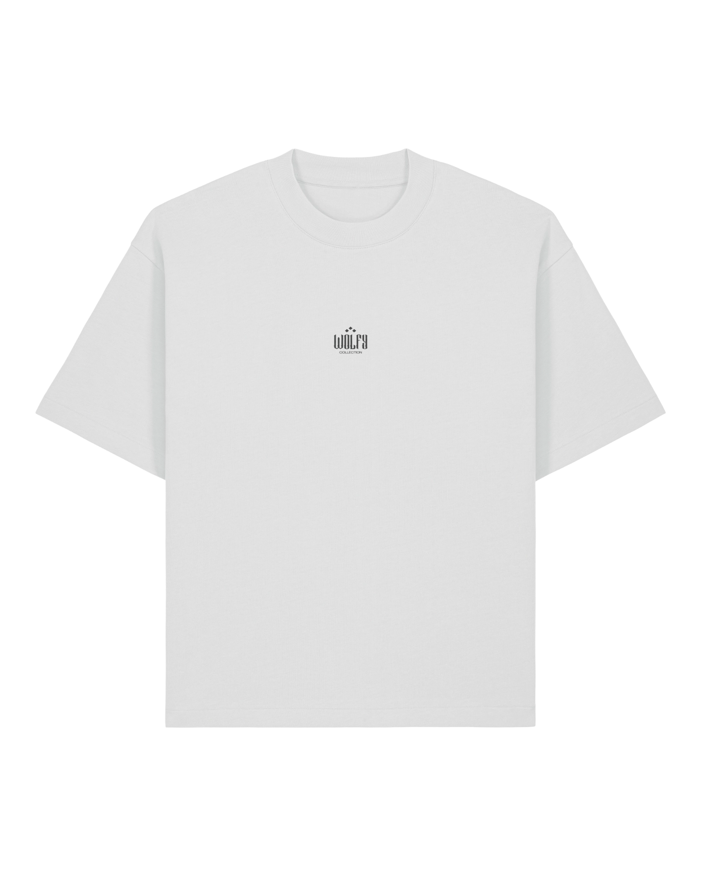 White rose boxy tee flat lay, front view