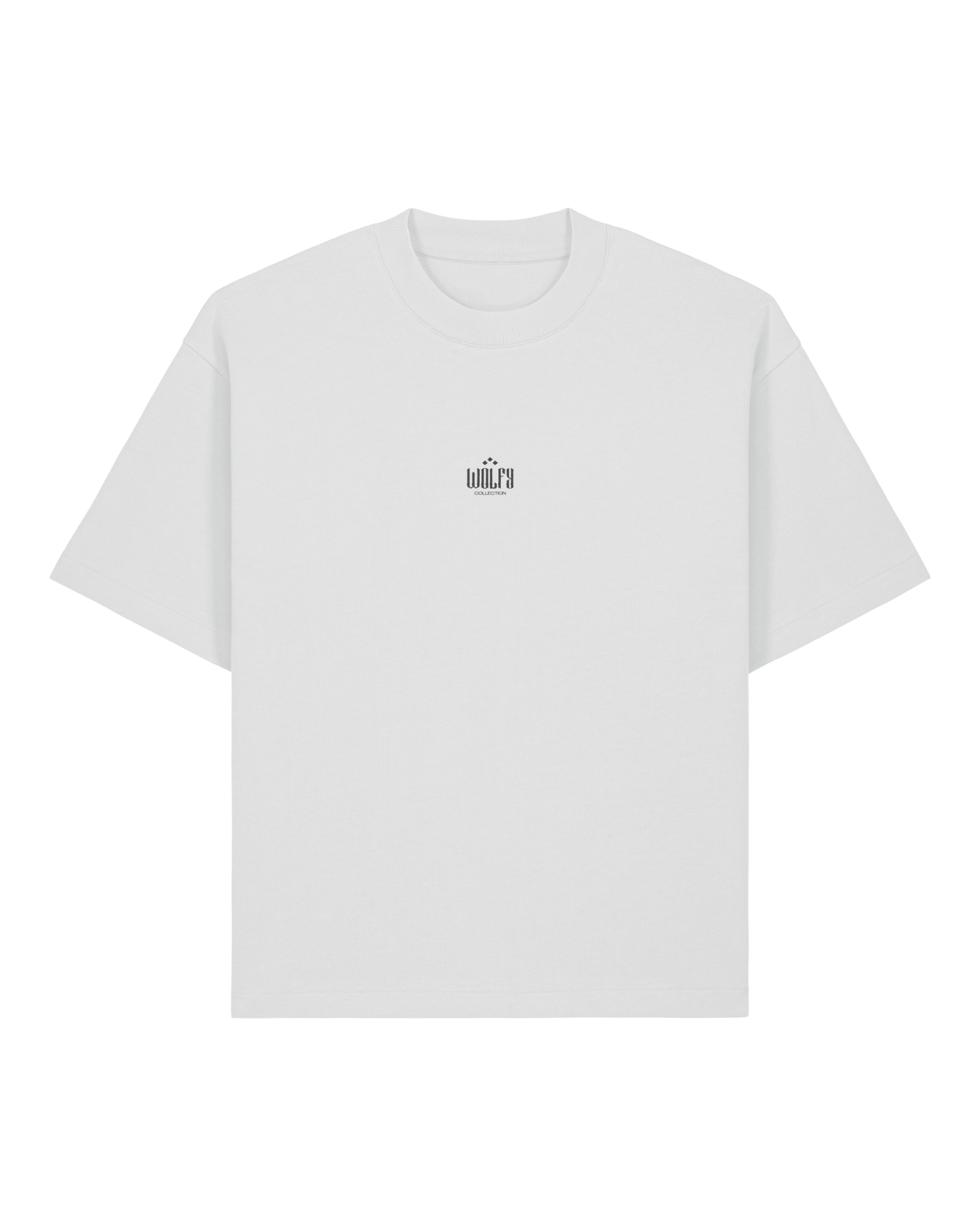 White rose boxy tee flat lay, front view