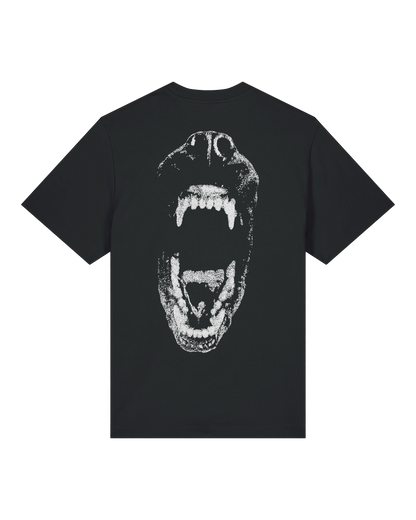 Black speak your mind tee flat lay, back view