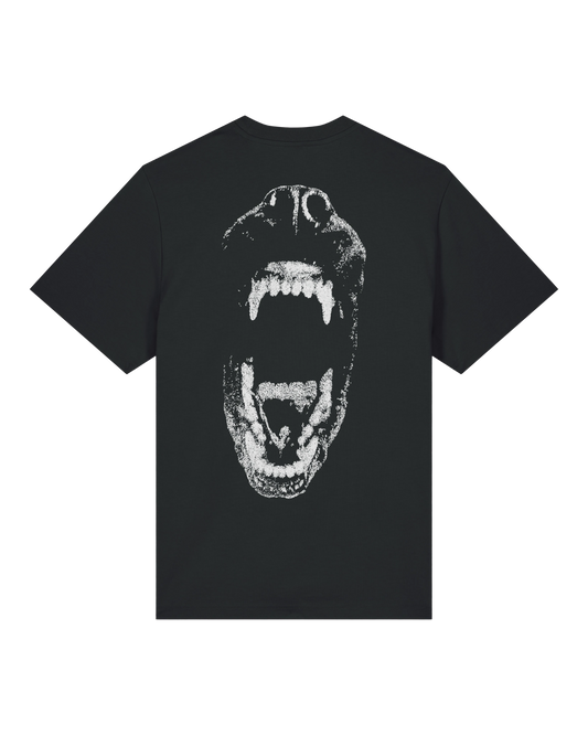 Black speak your mind tee flat lay, back view