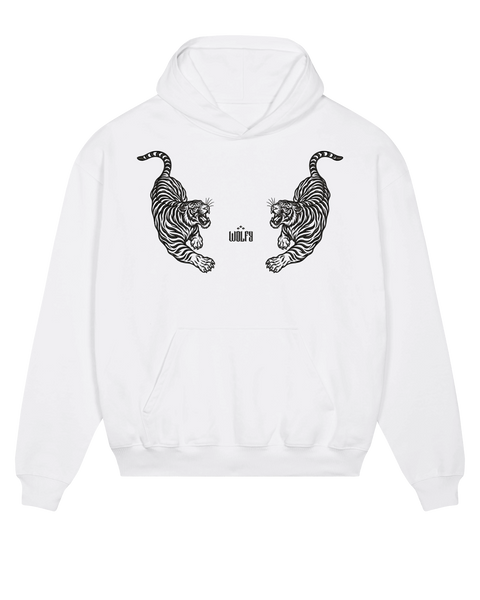 パーカー HOODIE TIGERCAMO WHITE Twin Tiger Hoodie | Organic Cotton Statement Hoodie | Wolfy-collection