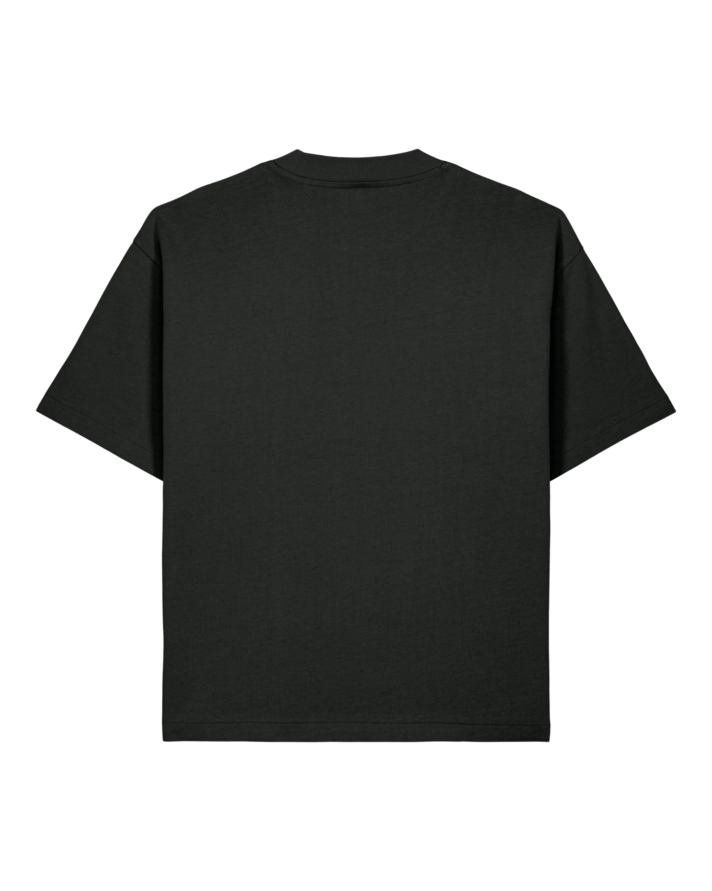 Black twin tiger tee flat lay, back view
