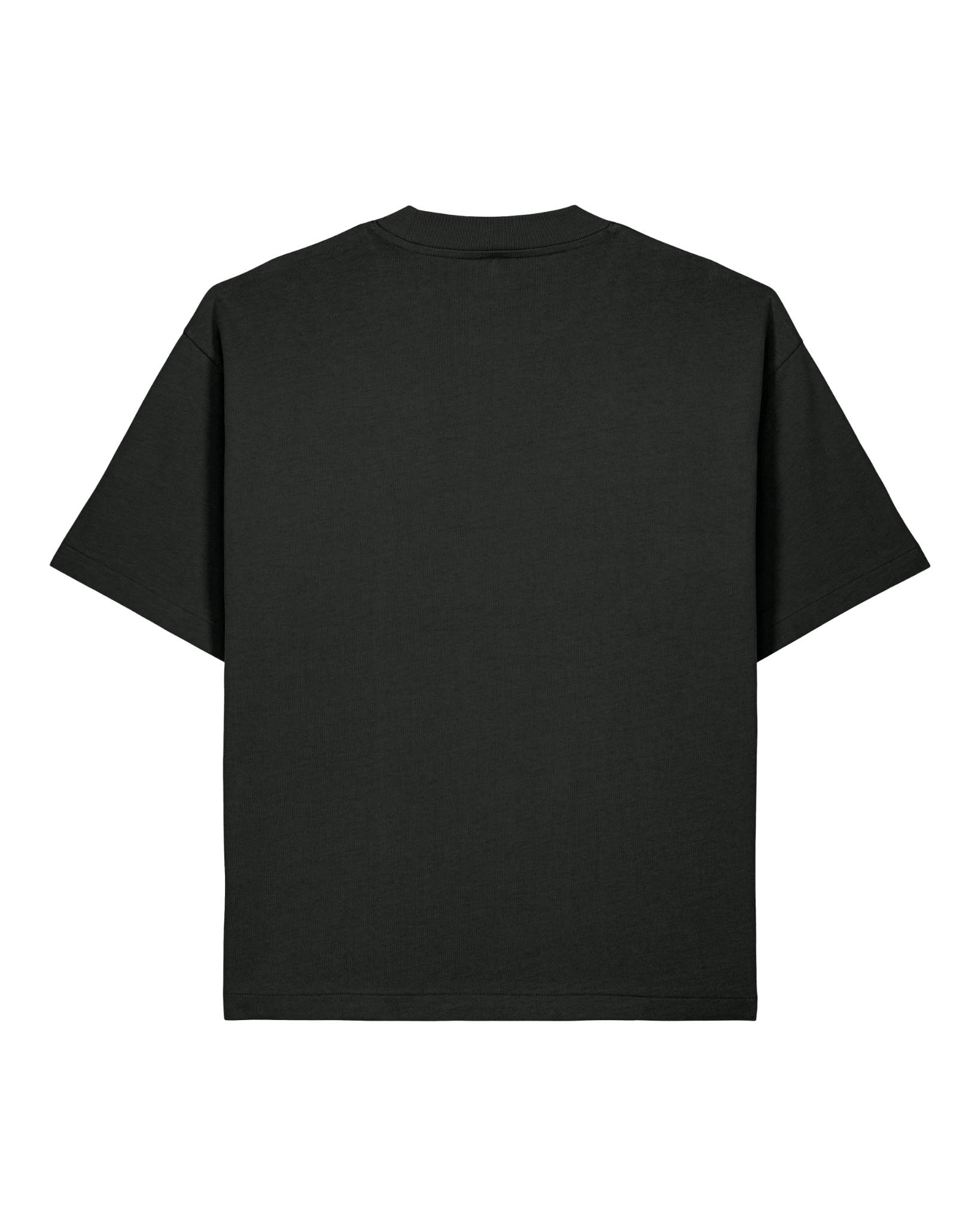 Black twin tiger tee flat lay, back view